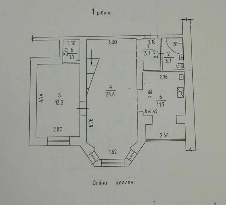 Дворівнева 5-кімнатна квартира 161,5 м² у Черкасах