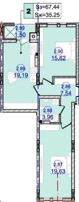Продаж 2 кім. квартира ЖК "Зоряний" / 5 поверх - 1 черга