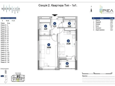 Продаж 1к квартири 47.04 кв. м на вул. Андрія Верхогляда 30