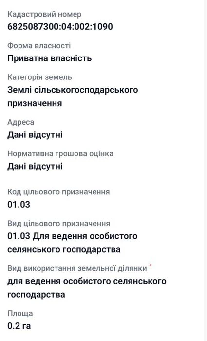 Продаж земельноі  ділянки