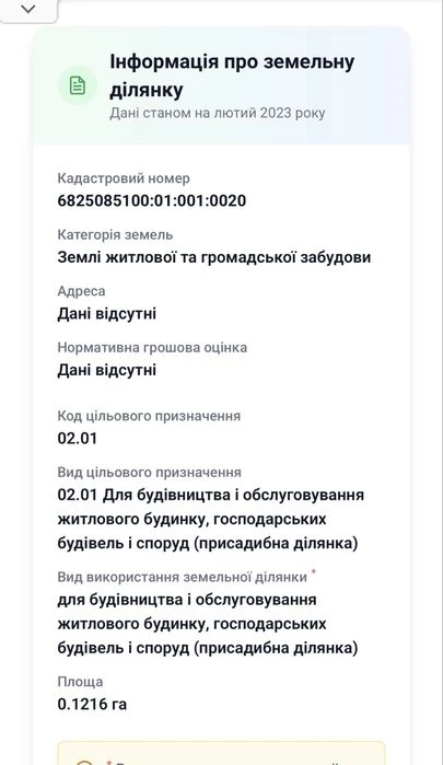 Продаж ділянки Олешин