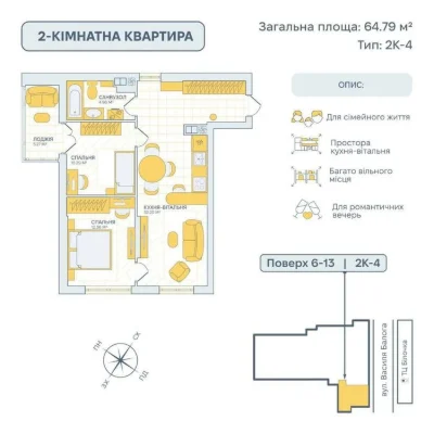 2 кімнатна квартира ЖК Smart Story