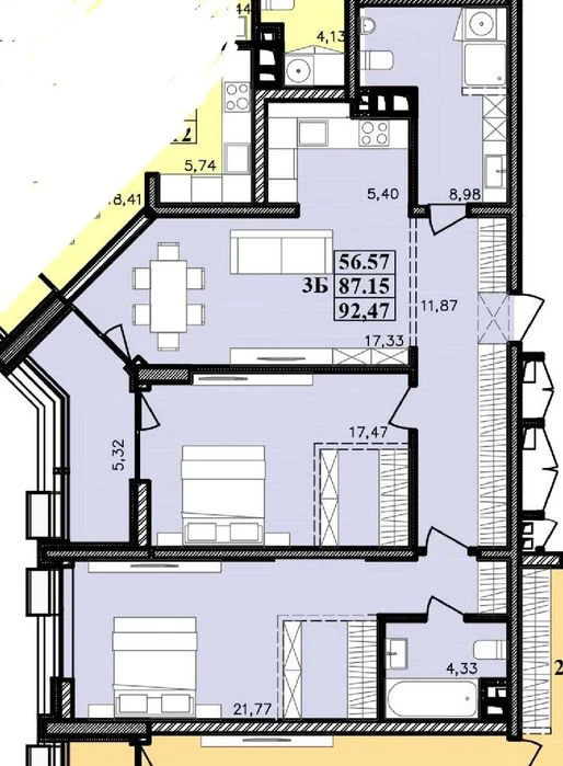 Продажа трехкомнатной квартиры 90.7 м² в Одессе, ЖК Модерн. Сек