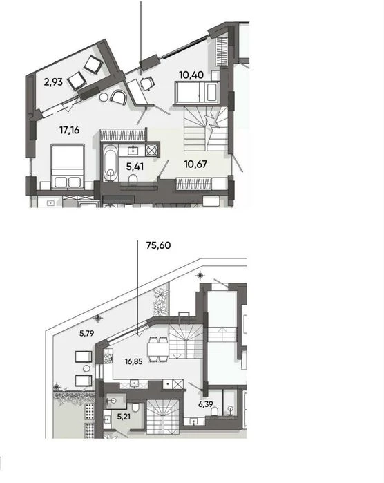 Продаж дворівневоії 2-кім. квартири 75 м² ЖК Lennona Residen