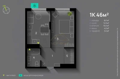 ЗДАНА!! Продається 1 кім квартира 46 м2 біля Озера
