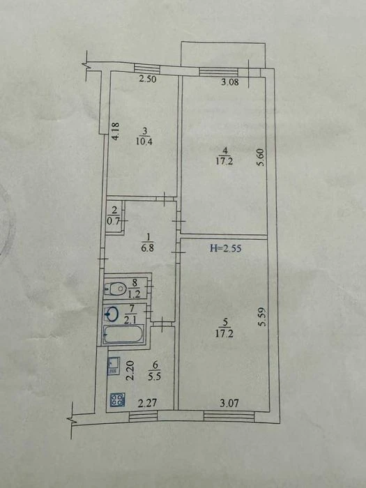 I will sell a 3-room apartment.