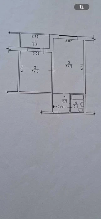 Продам  2 к. Квартиру - "Малосемейка"- Перемога 6