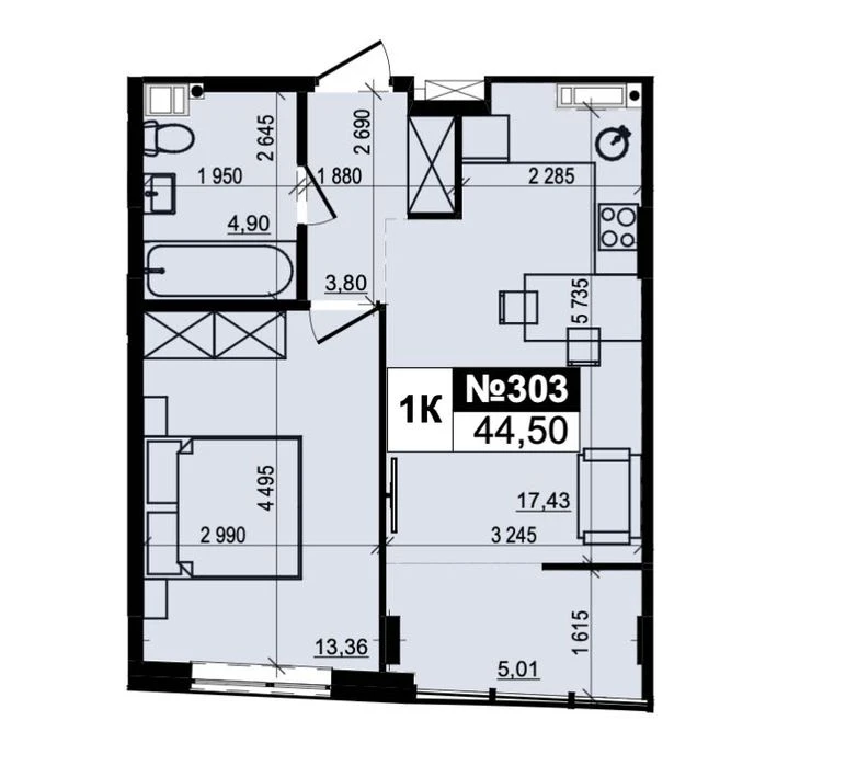 Продаж 1-кімнатної квартири в ЖК Парус CITY