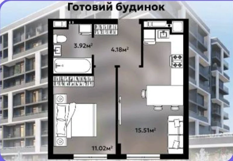Продам 1,5  кім в готовому будинку з газом