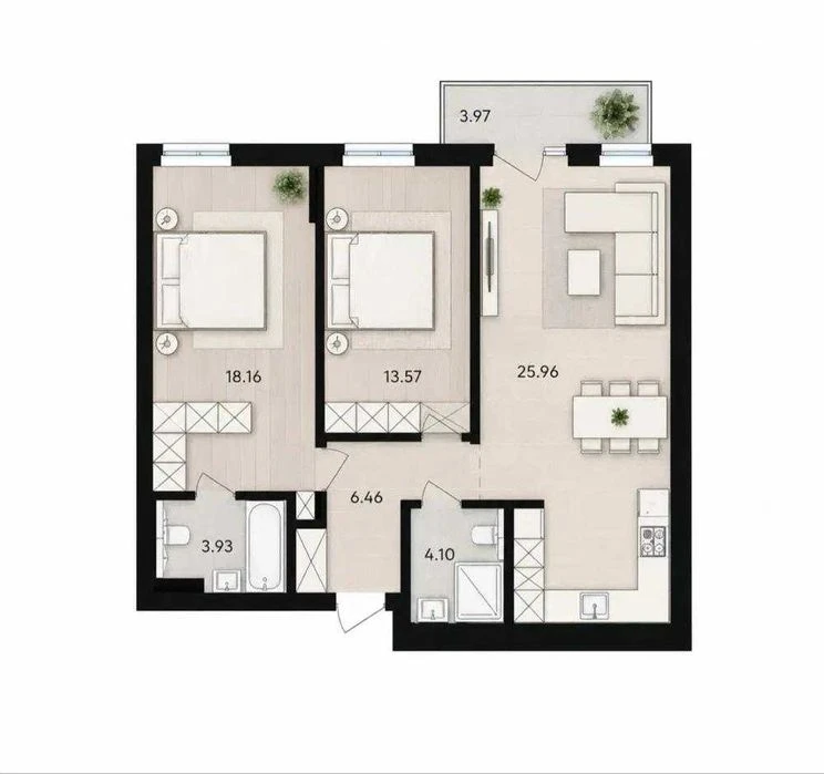 Продається 2-кім квартира 73.26м² у ЖК Avalon Yard Львів, ву