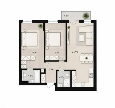 Продається 2-кім квартира 73.26м² у ЖК Avalon Yard Львів, ву