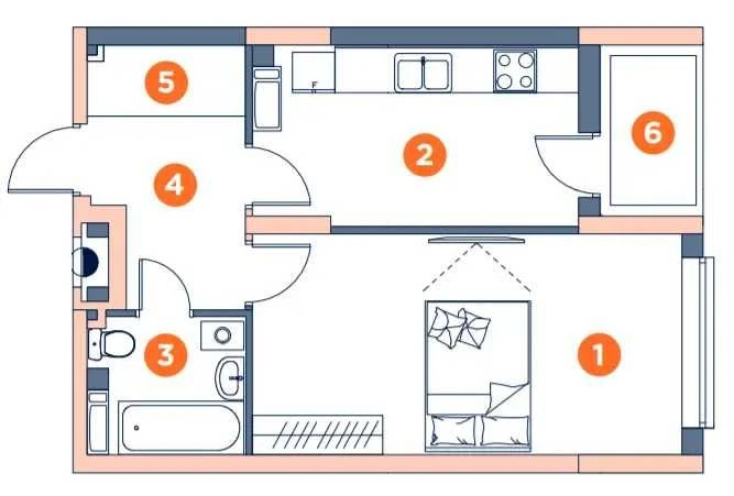 БЕЗ% 1к квартира 42м², Лисогірський провулок, 20  ЖК GROW, O