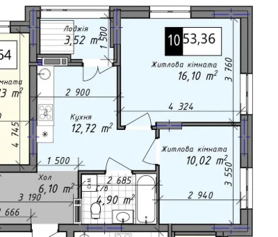 2К 54,3М² на Слобідці, 4/16 — РОЗСТРОЧКА до 48 місяців, перш