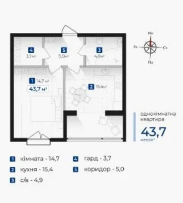 Продажа 1-комнатной ЖК Казацкий Виноградная Довженко