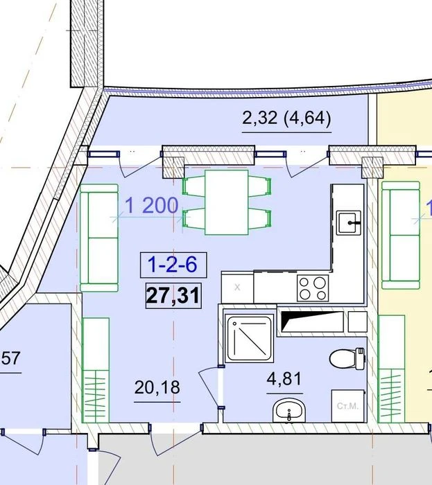 Студия 27.31 м² с видом в сторону моря в ЖК Unity Towers! Ар