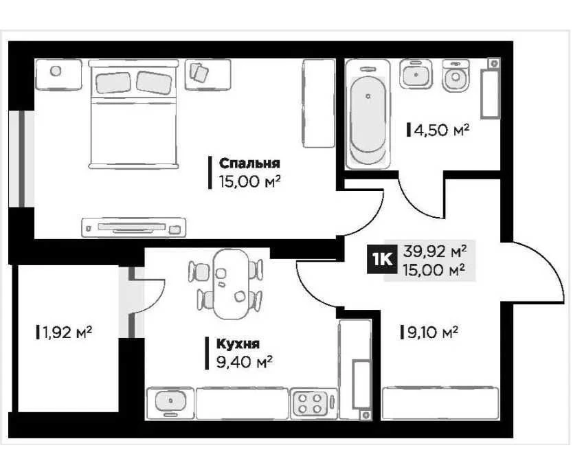 1-room apartment in the Central Hills residential complex, 24th floor, view