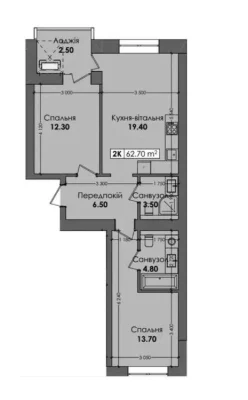 Продається 2-кімнатна квартира у Новому районі