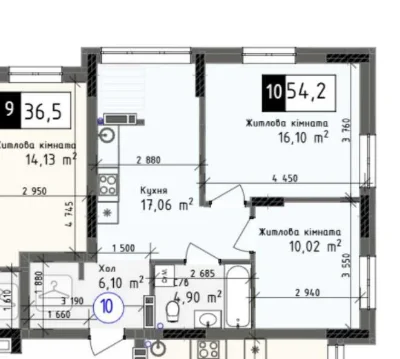 2 комнатная квартира с первым взносом 5339, рассрочкой
