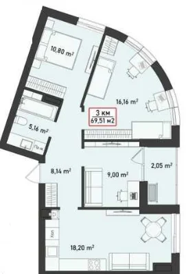 3-bedroom apartment in a new residential complex!