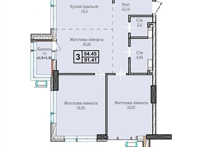Продаж 3к квартири 91.41 кв. м на вул. Андрія Верхогляда ЧЕР