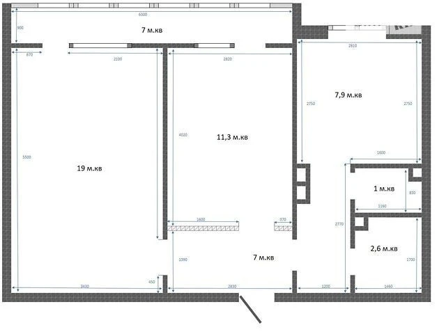 Sale of 2-room apartment 55.8 sq. m. on Ostafiya Dashkevycha 4 st. •