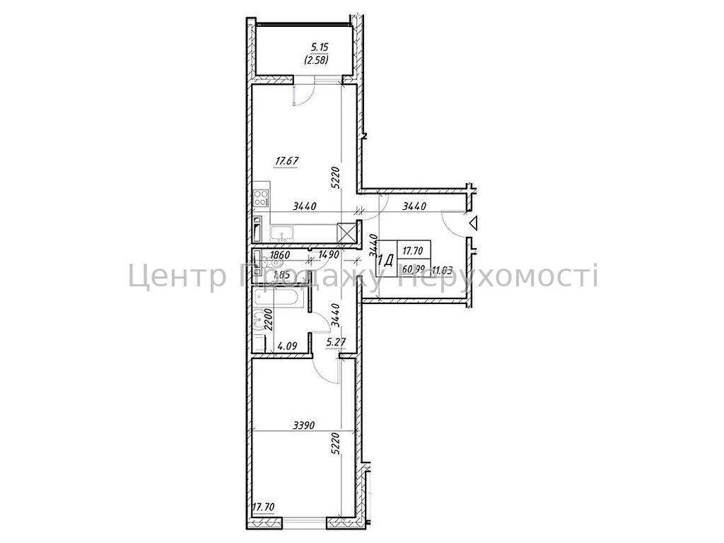 Продаж 1-к квартири 61 м² в ЖК Деснянський, Київ, 3/25 пов.