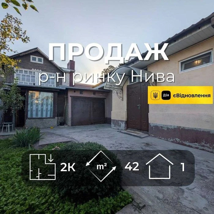 Частина цегляного будинку з окремим двором та гаражем, район