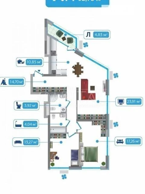 For sale 2-room apartment 93 sq. m. on Osokorska Street 7 • ID 346853