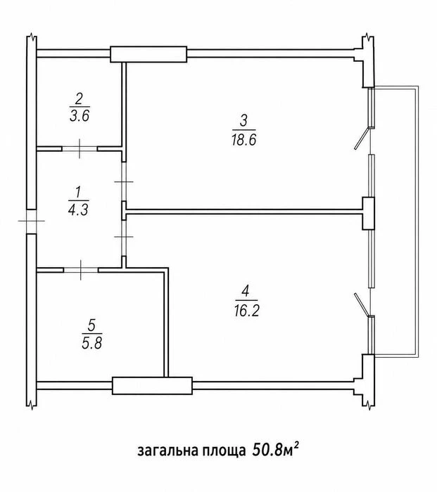 Продам 1-кімнатну квартиру 50,8 м² з двома терасами на 2 пов