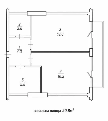 Продам 1-кімнатну квартиру 50,8 м² з двома терасами на 2 пов