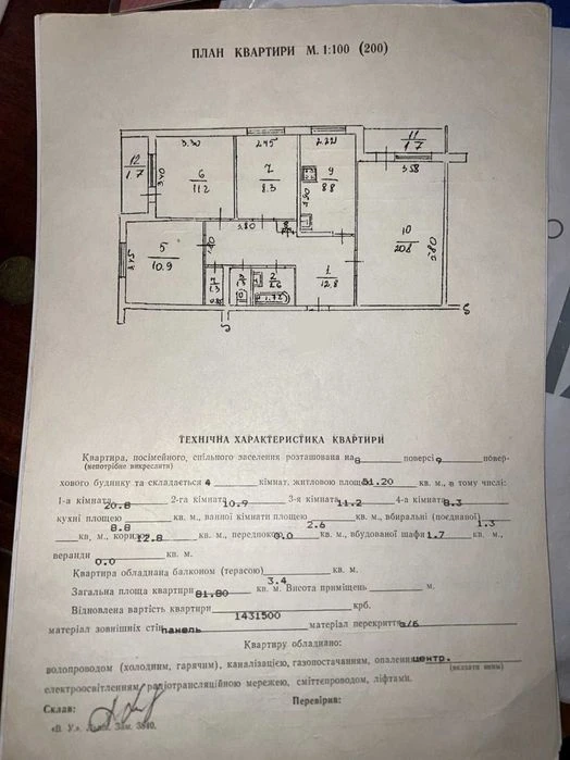 Продаж 4 кімнатна квартира вулиця Величковського