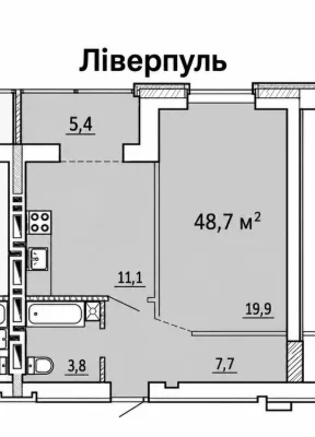Продаж 1-кімнатної квартири в ЖК «Графський-8»