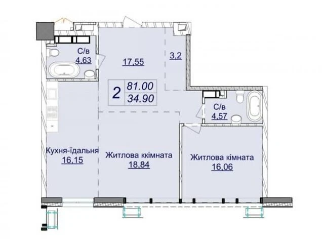 Продаж 2к квартири 81 кв. м на вул. Андрія Верхогляда ЧЕРГА