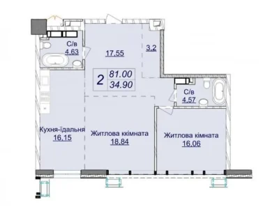 Продаж 2к квартири 81 кв. м на вул. Андрія Верхогляда ЧЕРГА