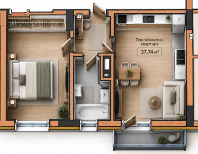 Продається 1-к. квартира, 38 м2 в м. Івано-Франківськ