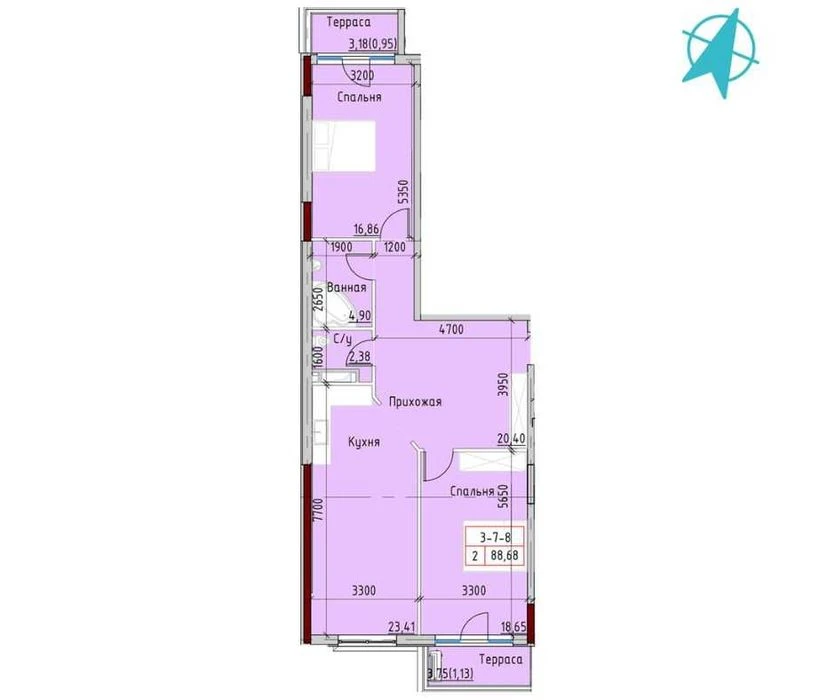 Видовая 2-комн. квартира 92 м2 в ЖК Маринист. Море