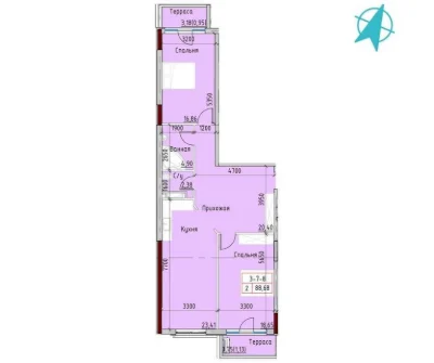 Видовая 2-комн. квартира 92 м2 в ЖК Маринист. Море