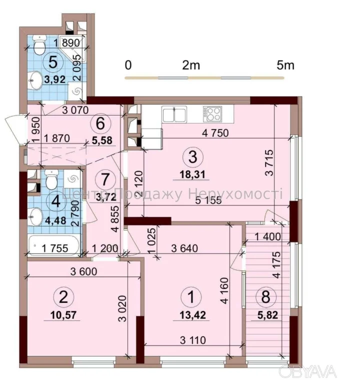 2-room apartment, 66.4 sq.m.