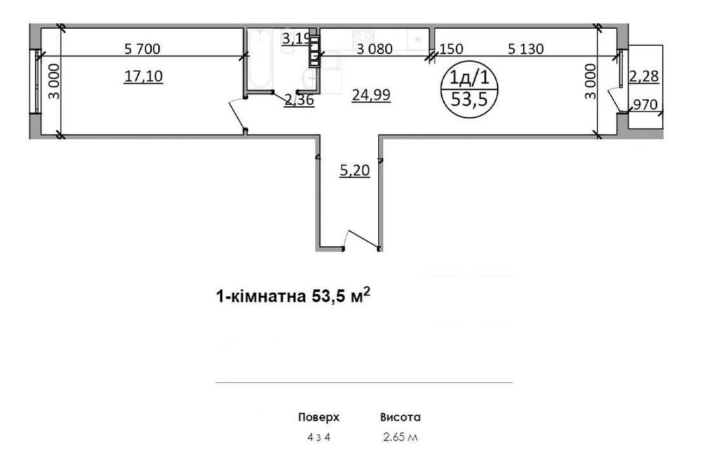 Продаж 1-кім квартира з ремонтом 54м² ЗДАЧА 2кв 27р вул Авіа