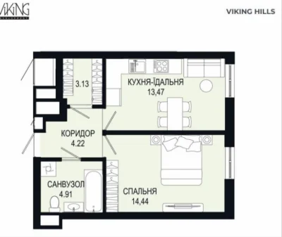 Продаж 1-кім квартири в новобудові ЖК Viking Hills по вулиці