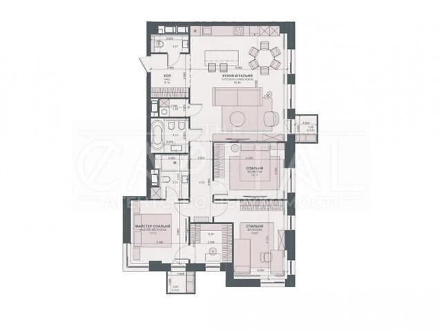 Sale of 3-room apartment 119 sq. m. on Vasylya Tyutyunnyka 39/2 •