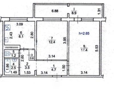 2 кім. кв.;заг. пл. 59,3м2,поверх 6/18.М"Теремки". Держ. про