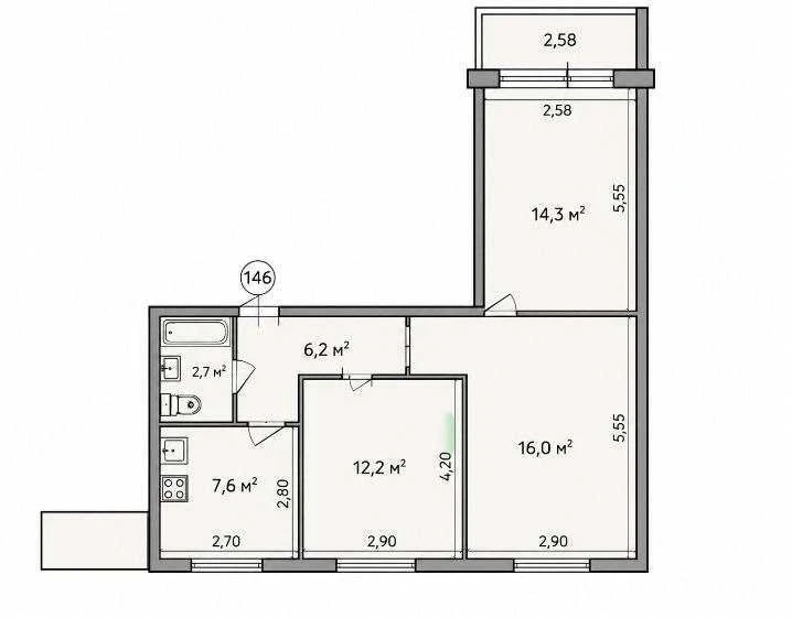 Без % Продаж 3 кімнатної квартири, вул. Харківське шоссе 2,
