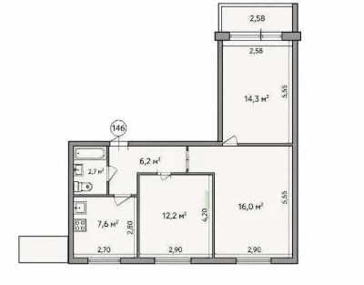 Без % Продаж 3 кімнатної квартири, вул. Харківське шоссе 2,