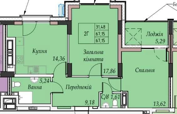 Продам 2-кімнатну квартиру в ЖК Гідропарк