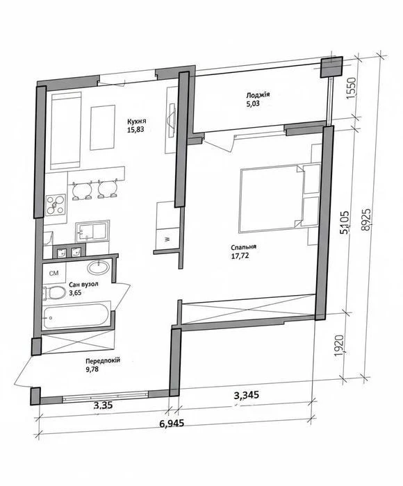 One-room apartment in the Polaris Home & Plaza residential complex Polaris