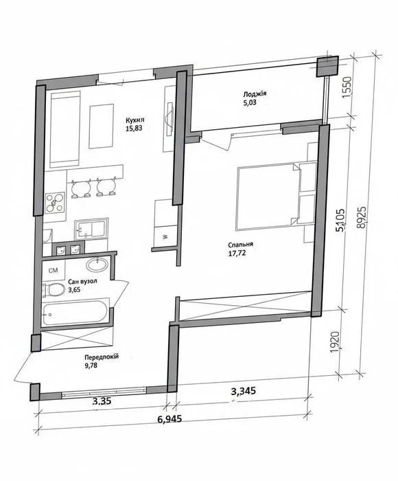 One-room apartment in the Polaris Home & Plaza residential complex Polaris