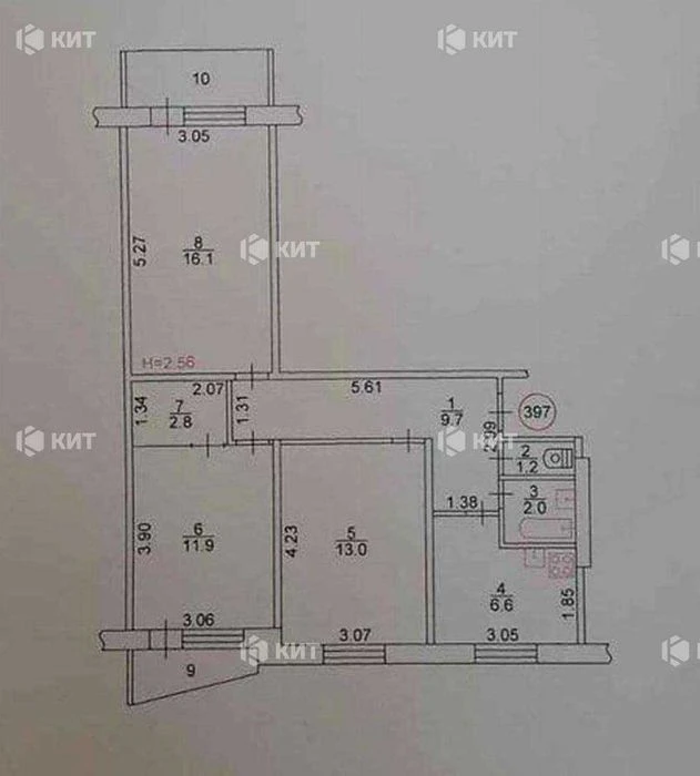 3 rooms, 68m2 Saltivka (Saltivka 520 m. Student Street Ak. Pavlova