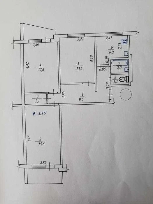 3-х к.квартира 522 м/р