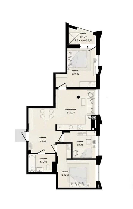 Продаж 3-кімнатної квартири 76.6 м² у ЖК Aura (Аура). Кухня-